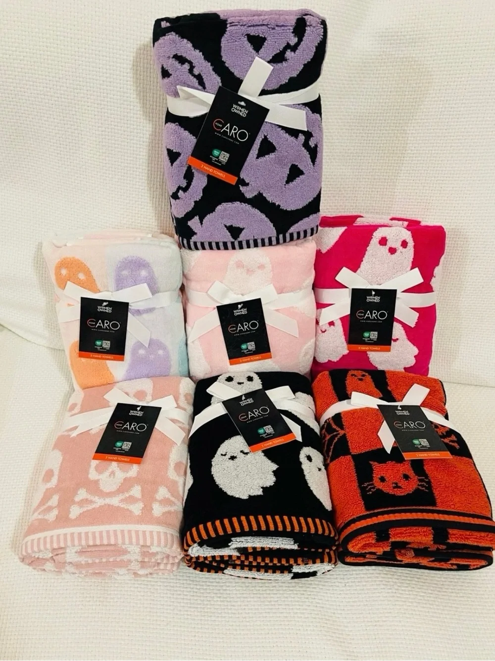 CARO HOME Halloween Checkered Hand Towels, Set of 2 Halloween Hand Towels